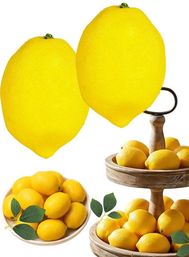 2Pcs Large Vivid Artificial Lemons Home Kitchen Party Decor Photo Props - Image 1