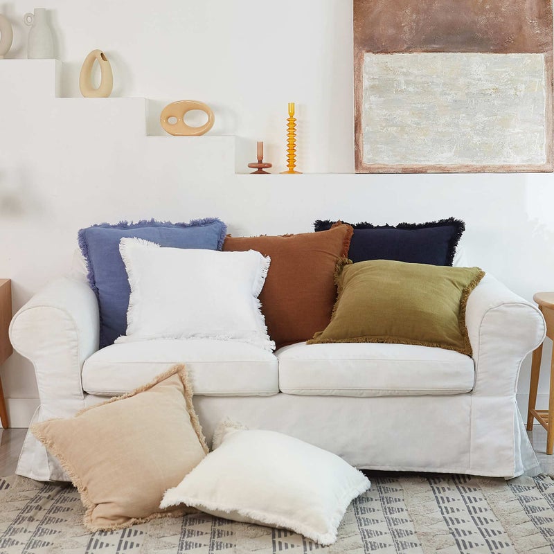 ATLINIA Decor Throw Pillow Cover - Decorative Farmhouse 20x20 Pillows Cover Linen Boho Cushion Cover for Bed Couch Sofa Outdoor Beige - Image 2