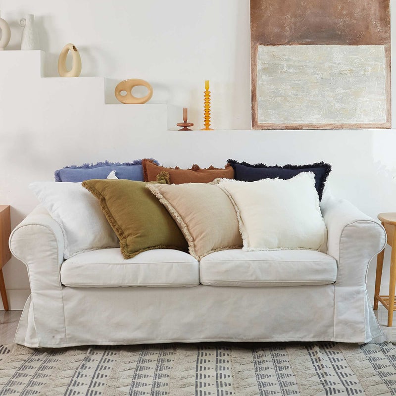ATLINIA Decor Throw Pillow Cover - Decorative Farmhouse 20x20 Pillows Cover Linen Boho Cushion Cover for Bed Couch Sofa Outdoor Beige - Image 3