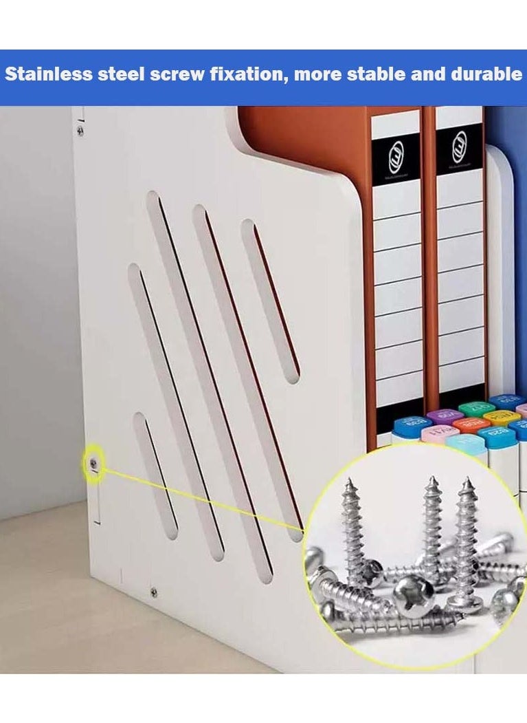 YIM-VIBEHAUS Wooden Desk Organizer, Large Capacity Desk Tidy Storage Rack Sorter DIY Office Supplies Storage Box for A4 Papers, Books, Document and Notebook  - Image 3