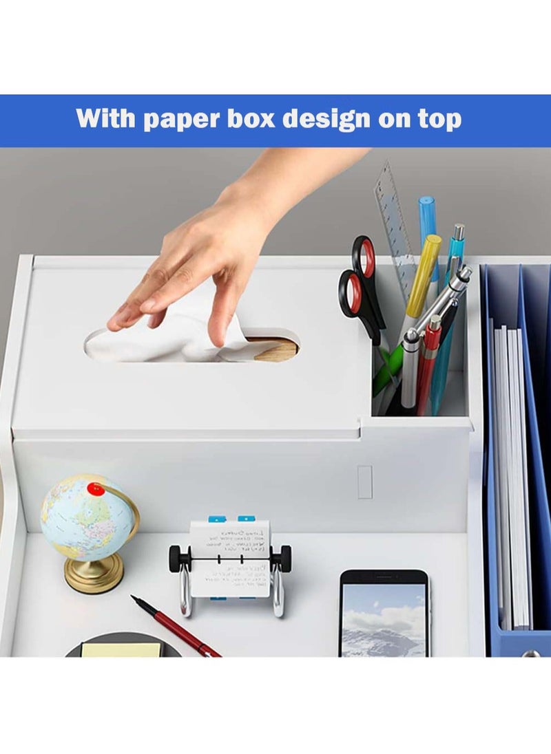 YIM-VIBEHAUS Wooden Desk Organizer, Large Capacity Desk Tidy Storage Rack Sorter DIY Office Supplies Storage Box for A4 Papers, Books, Document and Notebook  - Image 5