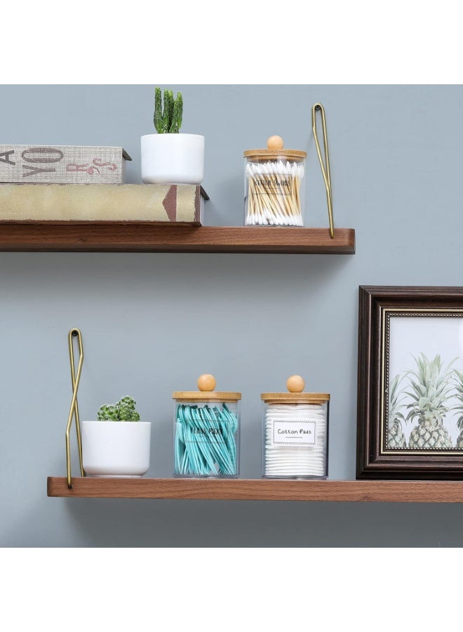 هومستر 4 حزمة أكريليك حمام الغرور كونترتوب جرات علبة مع غطاء التخزين ، جرات الصيدلية ، حامل Qtip ، منظم المكياج لكرات القطن ، مسحات ، وسائد ، أملاح الحمام ، خشبية - Image 4