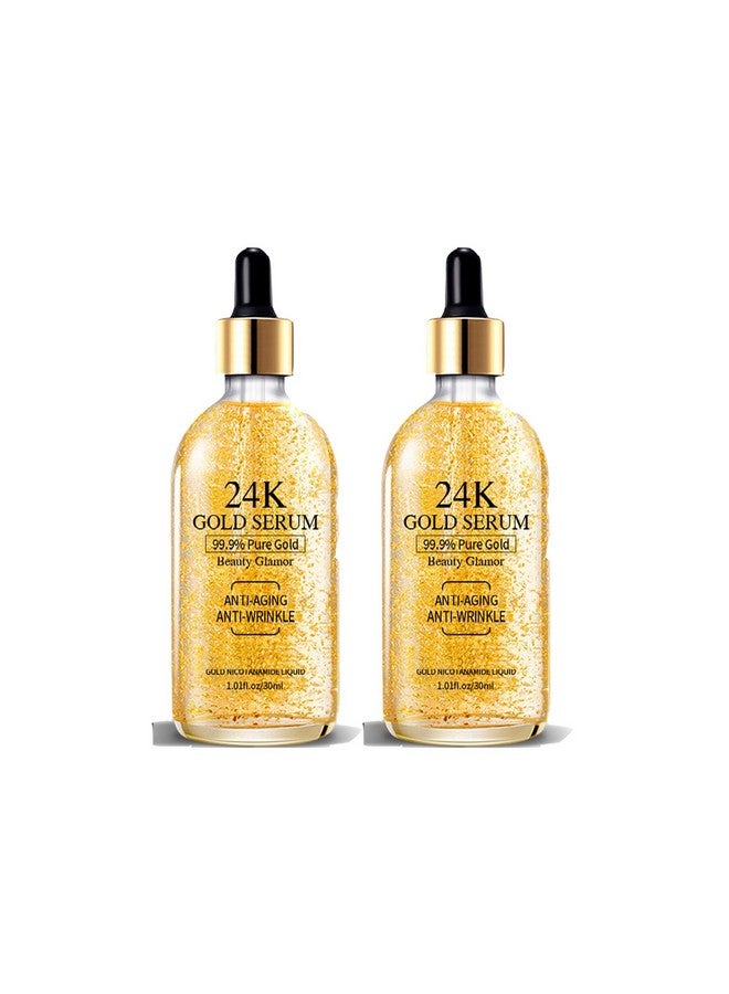 Grospe 24K Gold Serum For Face 2Pack Skin Tone Even Anti Aging Moisturizer With Vitaminskin Care Glow Collagen Booster Serum Hyaluronic Acid For Dark Spots & Fine Lines 2.02Fl Oz - Image 1