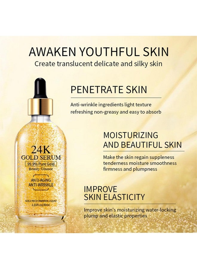 Grospe 24K Gold Serum For Face 2Pack Skin Tone Even Anti Aging Moisturizer With Vitaminskin Care Glow Collagen Booster Serum Hyaluronic Acid For Dark Spots & Fine Lines 2.02Fl Oz - Image 2