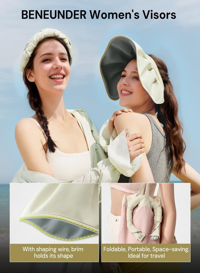 بيناندر قبعات شمسية نسائية من بينياندر، ذات حافة عريضة قابلة للطي، توفر حماية من الأشعة فوق البنفسجية بدرجة UPF50+، مناسبة للسفر والعطلات الخارجية، لون بيج. - Image 3