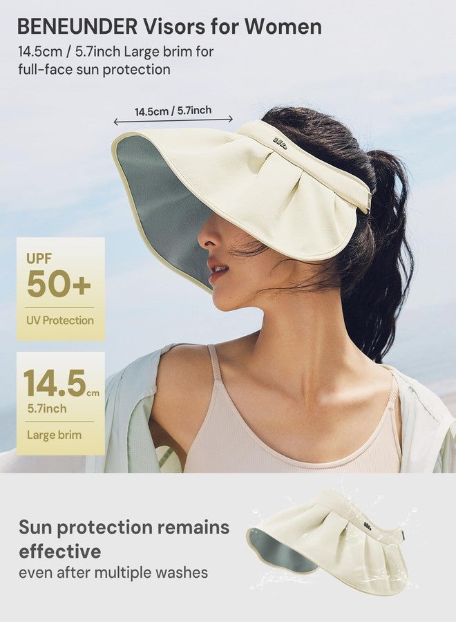 بيناندر قبعات شمسية نسائية من بينياندر، ذات حافة عريضة قابلة للطي، توفر حماية من الأشعة فوق البنفسجية بدرجة UPF50+، مناسبة للسفر والعطلات الخارجية، لون بيج. - Image 2