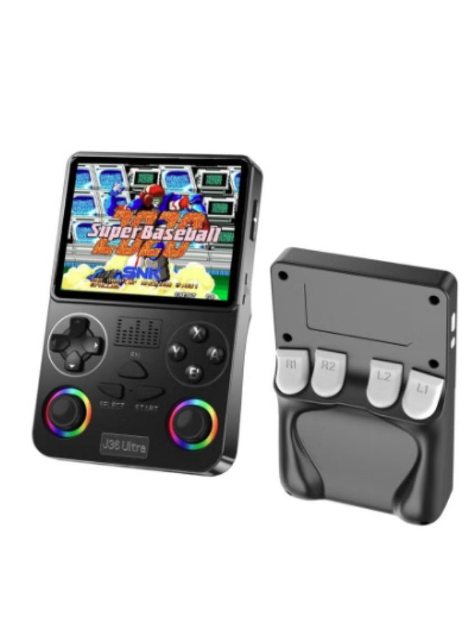 J36 Ultra Game Console 3.5 Inch Portable Retro Game Console Built-in 20000+ Games With 64GB Memory Card Video Games Console 20+ Supported Simulator Platform 3000mAh Battery IPS Screen Toys And Games For Kids And Adults Black - Image 2