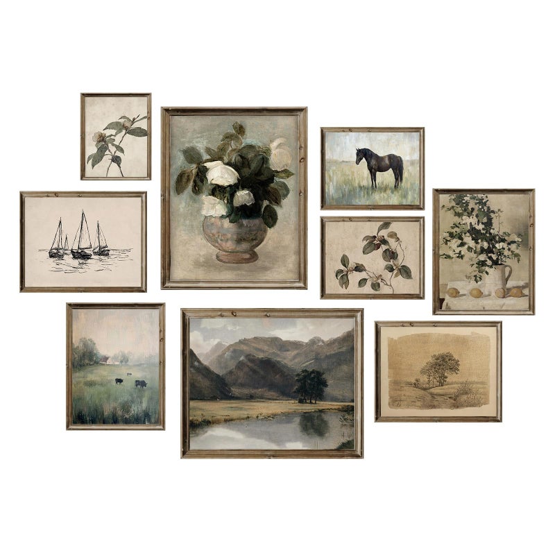 SHEWANT ART Vintage Wall Art Decor, Farmhouse Wall Prints for Bedroom, Rustic Posters for Room Aesthetic, French Country Landscape Paintings Farmhouse Antique Posters, Cottagecore Dorm Gallery Home Decor,Unframed - Image 1