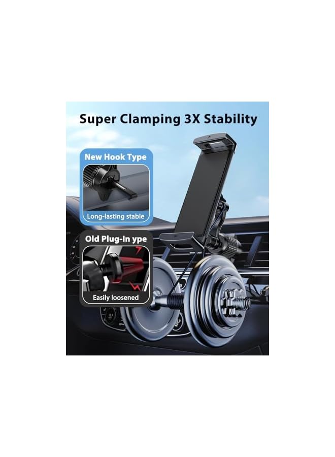 S-TOP Long Arm Car Phone Mount, Universal Tablet Holder for Air Vent, 360° Rotatable Hands-Free Cradle for Samsung Galaxy Z Fold Series, i-Pad mini/Pro/Air, and 4-12.9 inch Devices (Black) - Image 3