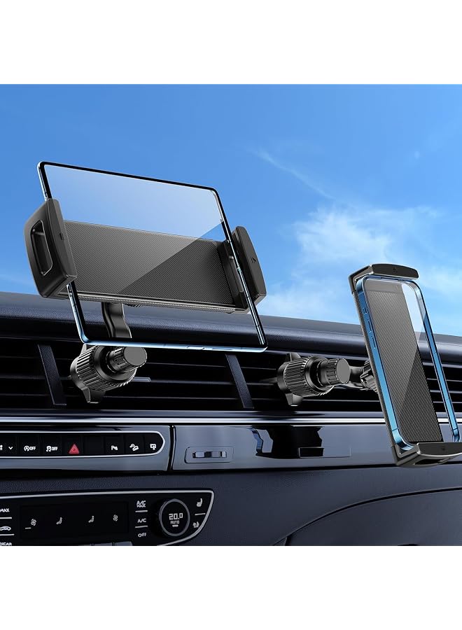 S-TOP Long Arm Car Phone Mount, Universal Tablet Holder for Air Vent, 360° Rotatable Hands-Free Cradle for Samsung Galaxy Z Fold Series, i-Pad mini/Pro/Air, and 4-12.9 inch Devices (Black) - Image 1