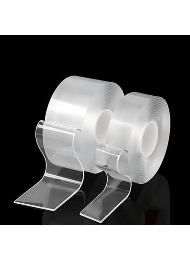 erorex 2 Rolls Heavy Duty Double-Sided Nano Tape - 79"x1.2" & 0.4" - Removable, Clear & Strong Adhesive for Posters, Carpets, Pictures, Rugs, Walls & Outdoor Use - Multi-Purpose Hanging Strips - Image 1