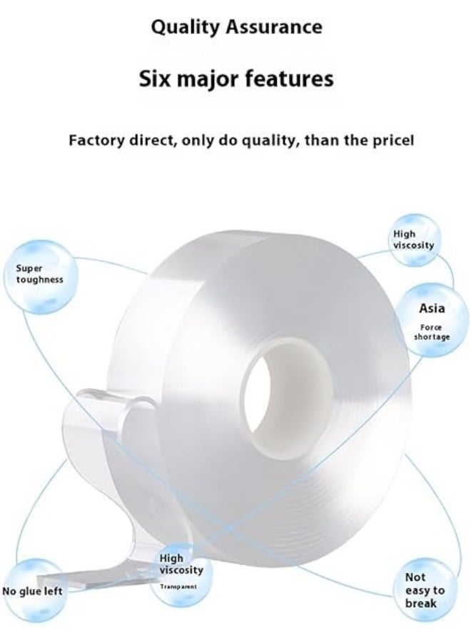 erorex 2 Rolls Heavy Duty Double-Sided Nano Tape - 79"x1.2" & 0.4" - Removable, Clear & Strong Adhesive for Posters, Carpets, Pictures, Rugs, Walls & Outdoor Use - Multi-Purpose Hanging Strips - Image 2