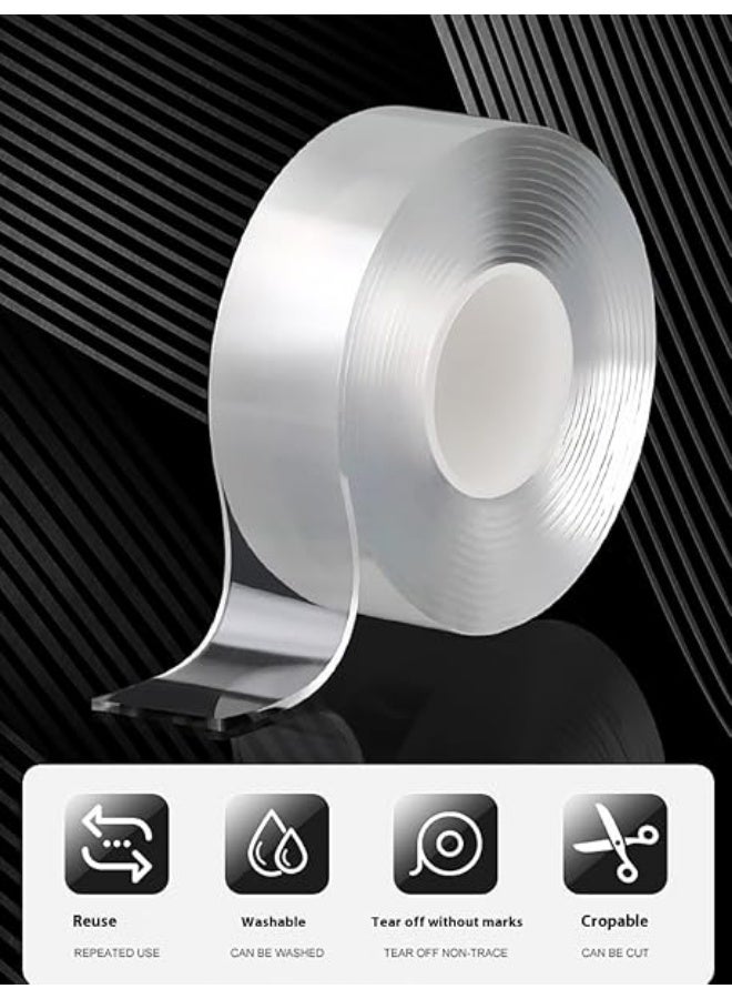 erorex 2 Rolls Heavy Duty Double-Sided Nano Tape - 79"x1.2" & 0.4" - Removable, Clear & Strong Adhesive for Posters, Carpets, Pictures, Rugs, Walls & Outdoor Use - Multi-Purpose Hanging Strips - Image 3