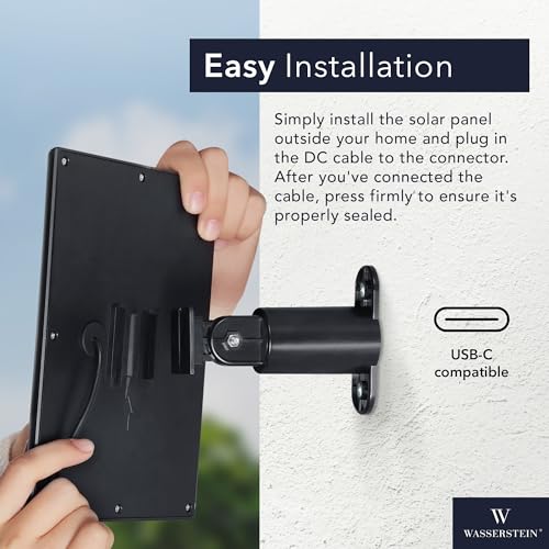 Wasserstein Solar Panel Compatible with Ring Spotlight Cam/Plus/Pro Battery, Stick Up Cam/Pro & Outdoor Cam Plus Battery - Continuous Power for Ring Surveillance Camera (1-Pack, Black) - Image 5