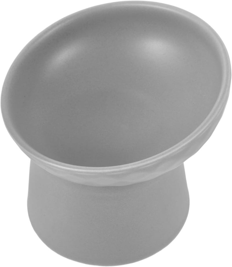 ibasenice Elevated Ceramic Cat Bowl Raised Feeding Dish Anti-Vomit Wear-Resistant Grey Pet Feeder for Indoor Cats and Dogs - Image 1