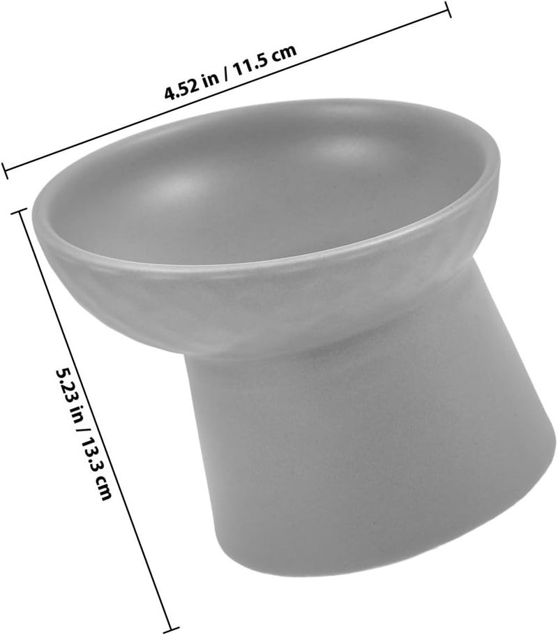 ibasenice Elevated Ceramic Cat Bowl Raised Feeding Dish Anti-Vomit Wear-Resistant Grey Pet Feeder for Indoor Cats and Dogs - Image 2