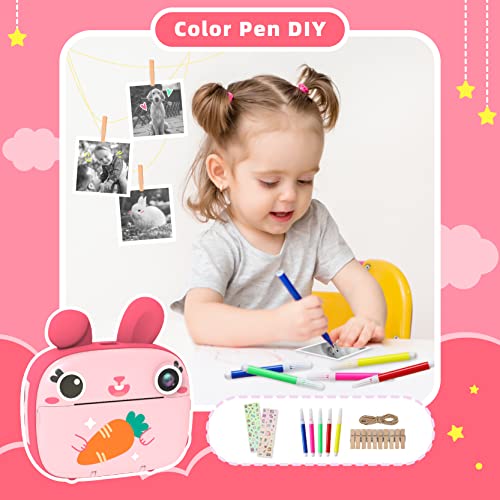CAMCLID Kids Instant Camera - 2.5K Instant Print Camera with No Ink, 32GB Card, Selfie & 1080P Video, Pink Toy Gift for Girls & Boys 3-12 - Image 5