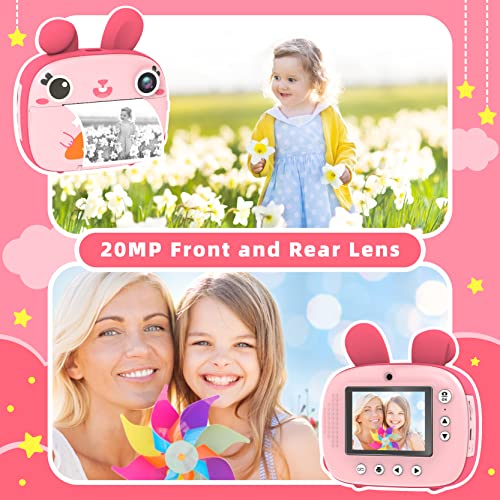 CAMCLID Kids Instant Camera - 2.5K Instant Print Camera with No Ink, 32GB Card, Selfie & 1080P Video, Pink Toy Gift for Girls & Boys 3-12 - Image 2