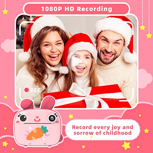 CAMCLID Kids Instant Camera - 2.5K Instant Print Camera with No Ink, 32GB Card, Selfie & 1080P Video, Pink Toy Gift for Girls & Boys 3-12 - Image 3