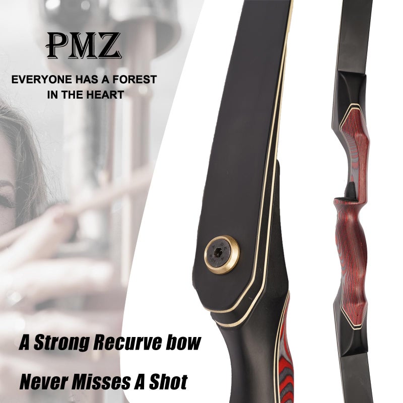 PMZ Recurve Bow and Arrow, Newset Professional Aldults Archery Hunting Bow, 60'' Wooden Takedown Bow, for Youth Beginners to Advanced Outdoor Practice & Hunting, Right Hand, 45 lbs - Image 5