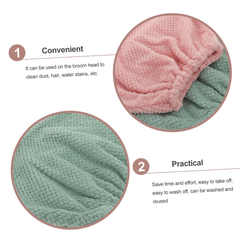 Grey Flannel Broom Replacement Cover 2 Pack Reusable Easy Wash Durable Sweeping Cloth - Image 3