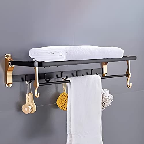 Plantex Aluminum Towel Holder for Bathroom/Towel Rack/Towel Hanger/Bathroom Accessories Set (24 Inch - Black and Gold) - Image 1