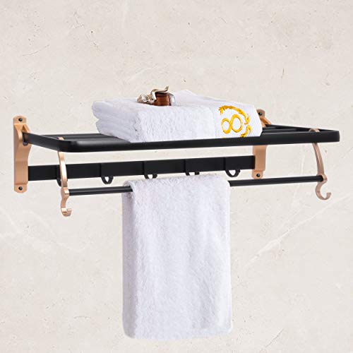 Plantex Aluminum Towel Holder for Bathroom/Towel Rack/Towel Hanger/Bathroom Accessories Set (24 Inch - Black and Gold) - Image 3