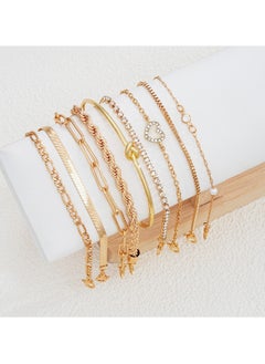Huitich Elegant Multi-Layer Chain Bracelet Set 9-Piece Gold-Plated Alloy  - Image 3