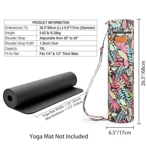 ELENTURE Canvas Yoga Mat Bag with Adjustable Strap & Pockets, Full-Zip Travel Gym Tote for Women & Men, Fits 1/4" & 1/3" Thick Mats, Lightweight Carrier for Yoga, Workout, Outdoor Use - Image 3