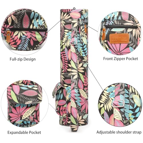 ELENTURE Canvas Yoga Mat Bag with Adjustable Strap & Pockets, Full-Zip Travel Gym Tote for Women & Men, Fits 1/4" & 1/3" Thick Mats, Lightweight Carrier for Yoga, Workout, Outdoor Use - Image 5