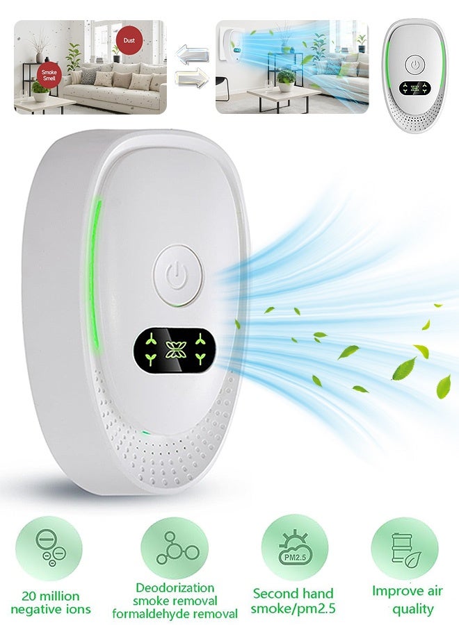 مانجي جهاز تنقية الهواء المنزلي، جهاز تنقية الهواء المحمول بتقنية الأيونات السالبة، معطر جو ومزيل للروائح للعمل بهدوء لغرفة النوم والمكتب والمطبخ والمرحاض - Image 1