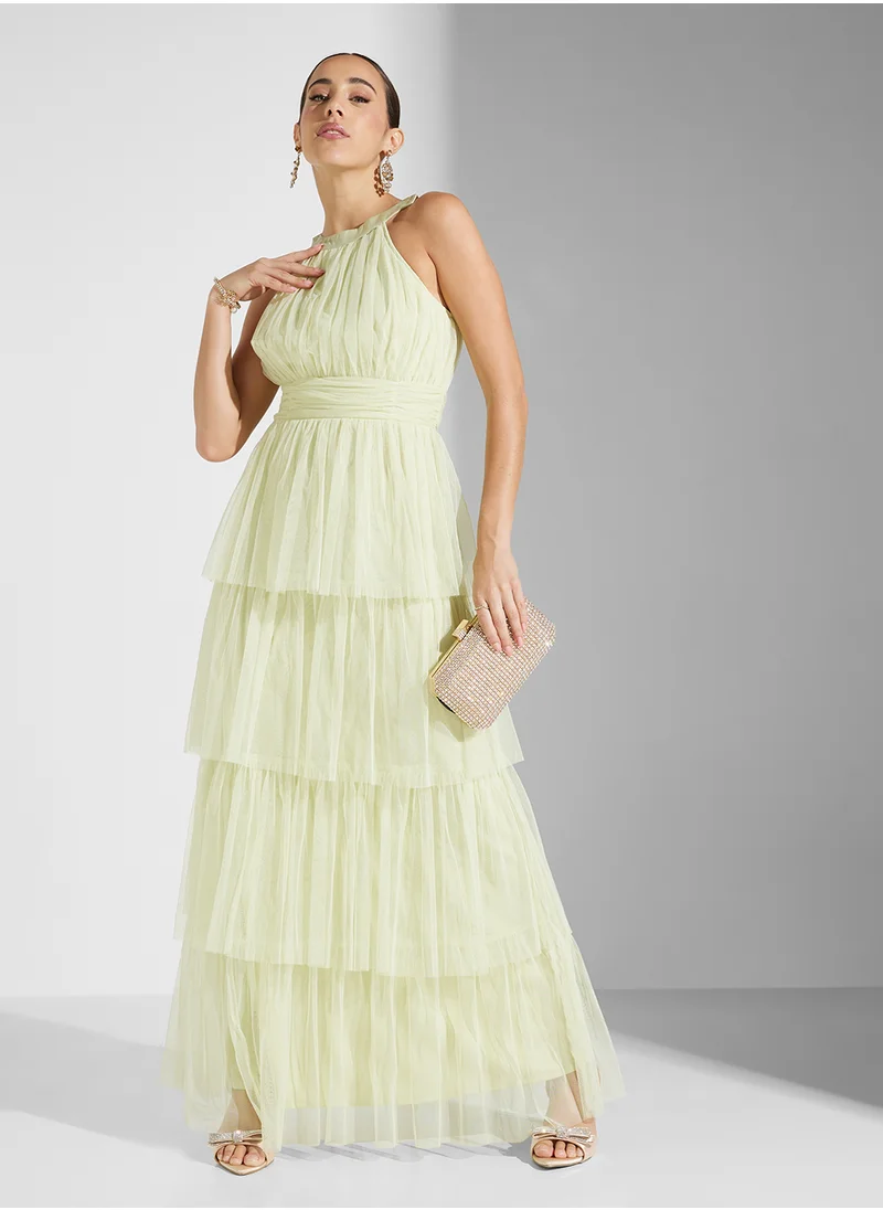 انايا ويذ لوف Tiered Tulle Halter Neck Maxi With Gathered Waist