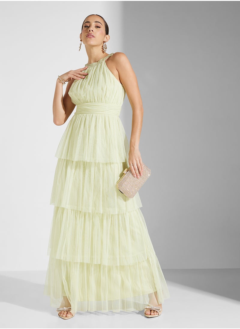 Anaya With Love Tiered Tulle Halter Neck Maxi With Gathered Waist  - Image 1
