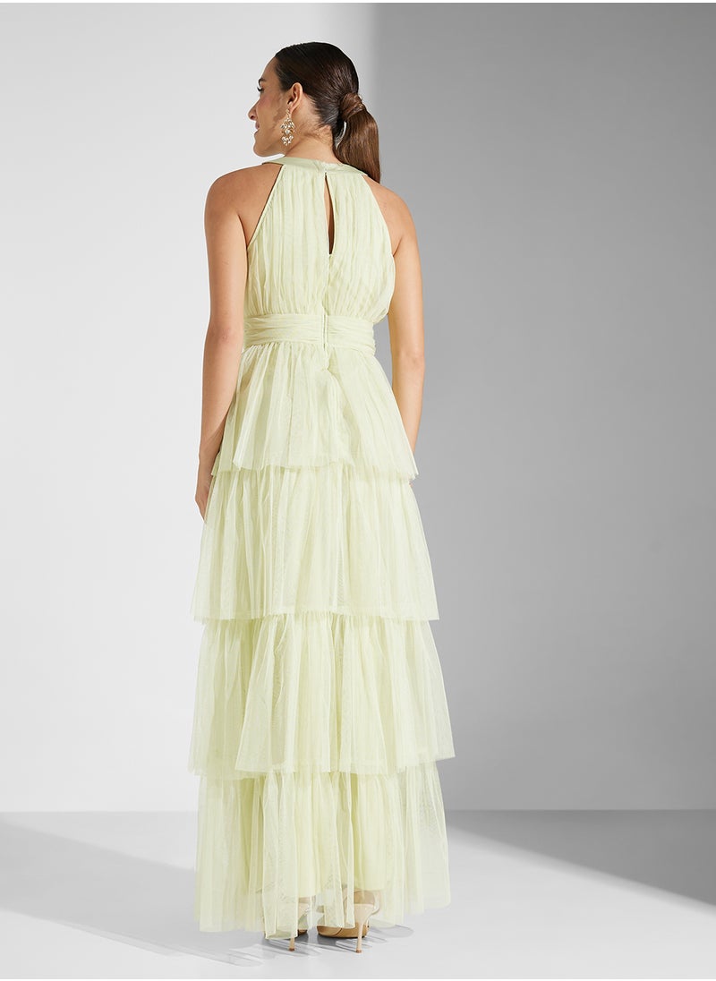 Anaya With Love Tiered Tulle Halter Neck Maxi With Gathered Waist  - Image 2