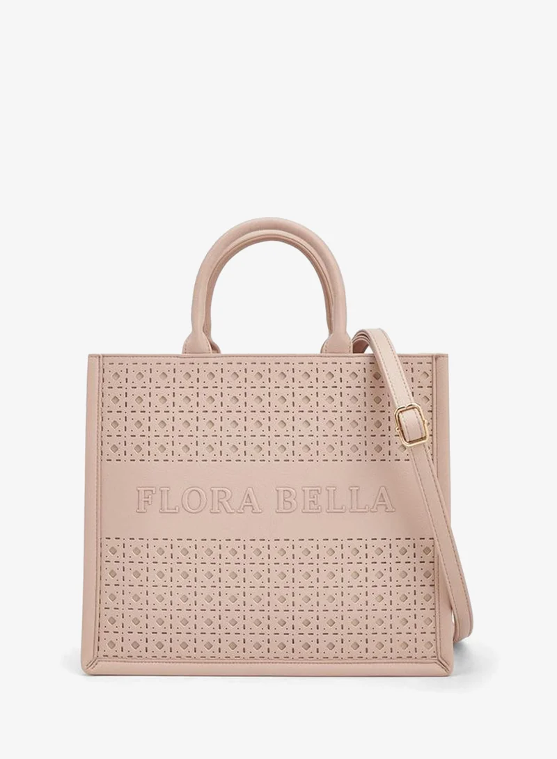 Flora Bella Laser-Cut Bag With Double Handles And Detachable Shoulder Strap