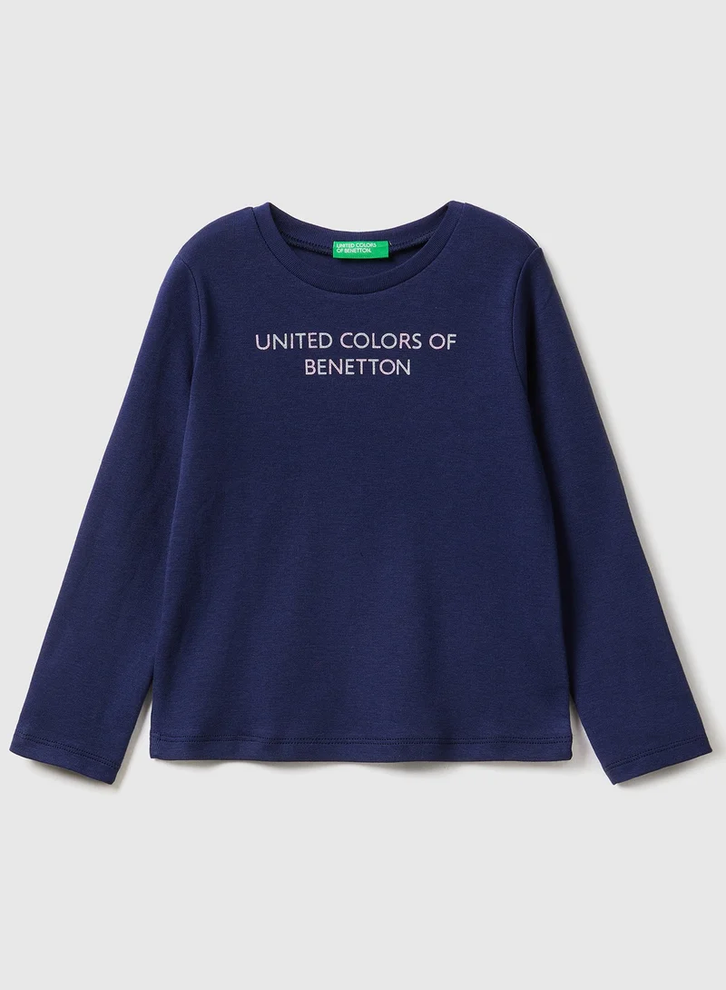 UNITED COLORS OF BENETTON Long Sleeve T-Shirt With Glitter Print