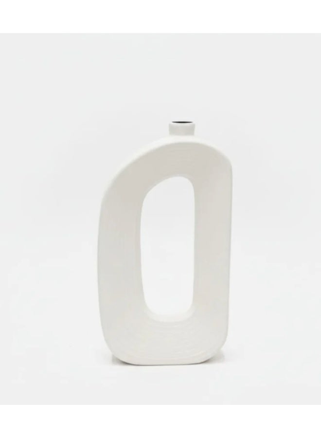 AKDC Large White Ceramic Decorative Vase – 30×16 cm - Image 1