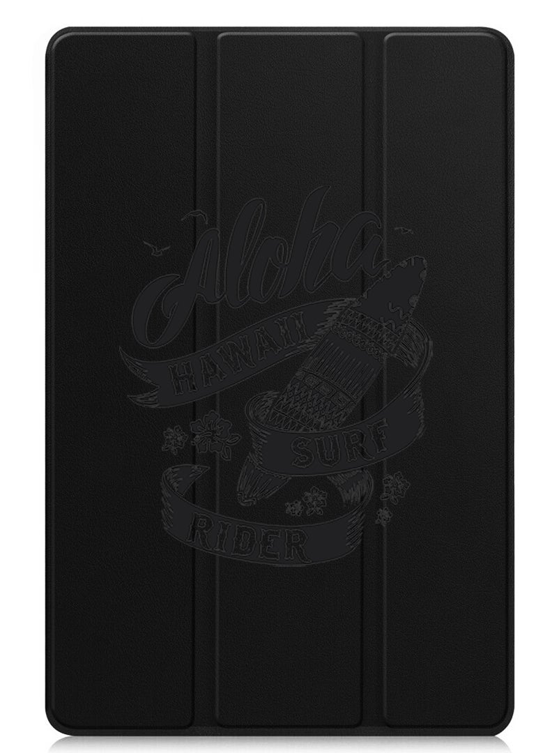 Theodor Protective Flip Case For Apple iPad mini 7th Generation (A17 Pro 2024 / Mini 6 2021 6th Generation) With Trifold Stand Auto Wake Sleep Shockproof Cover Aloha hawaii Surf rider Black - Image 1