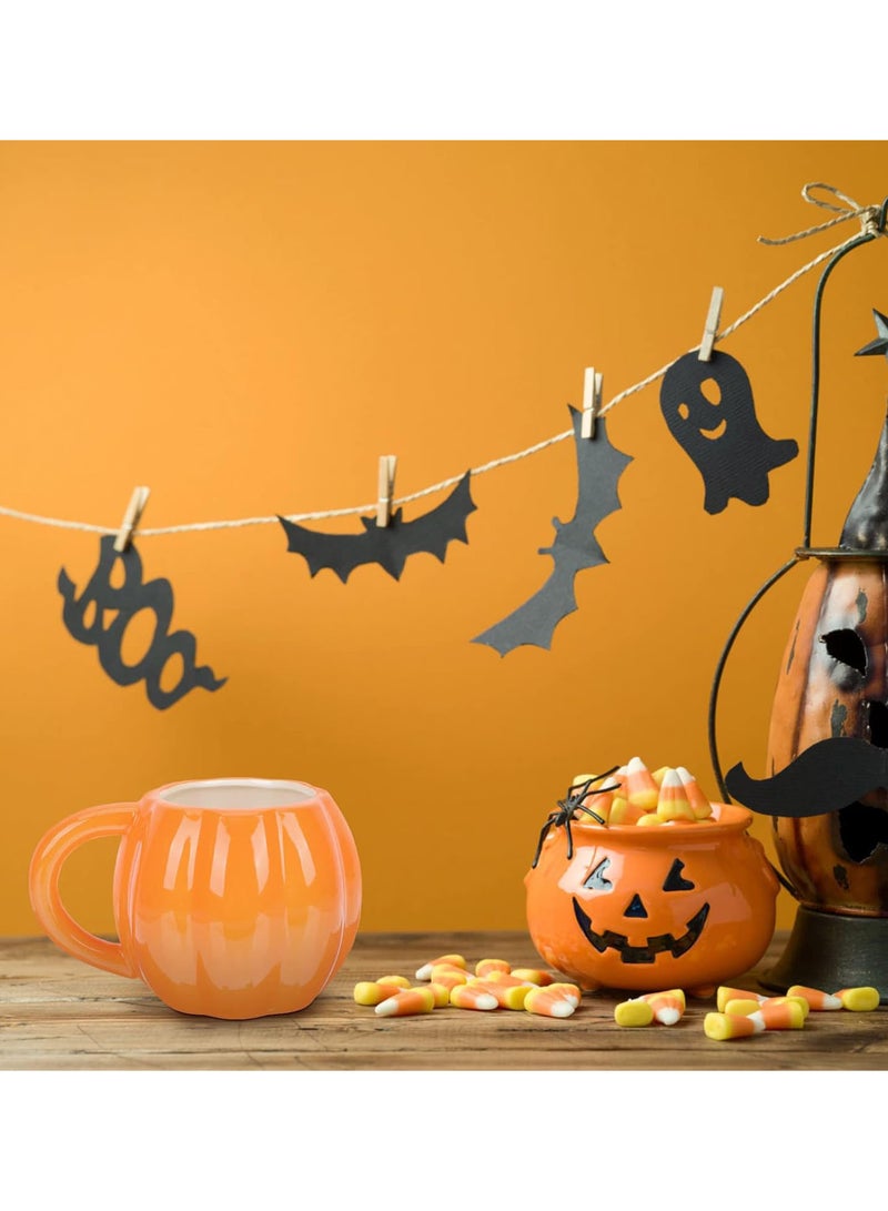GGOOT Halloween Pumkin Ceramic Coffee Mug Fall Tea Cup Decorative Drinking Cup Milk Soup Cup with Handle for Halloween Thanksgiving Harvest Festival 500ml Orange - Image 2