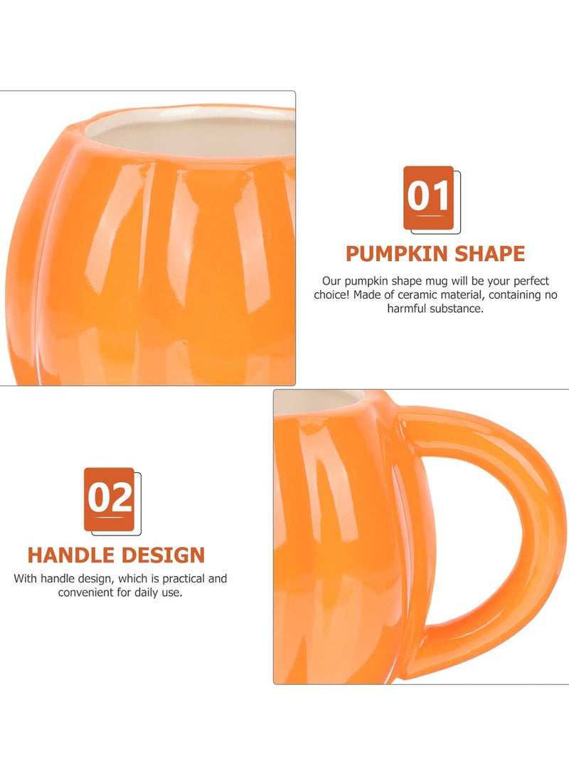 GGOOT Halloween Pumkin Ceramic Coffee Mug Fall Tea Cup Decorative Drinking Cup Milk Soup Cup with Handle for Halloween Thanksgiving Harvest Festival 500ml Orange - Image 5
