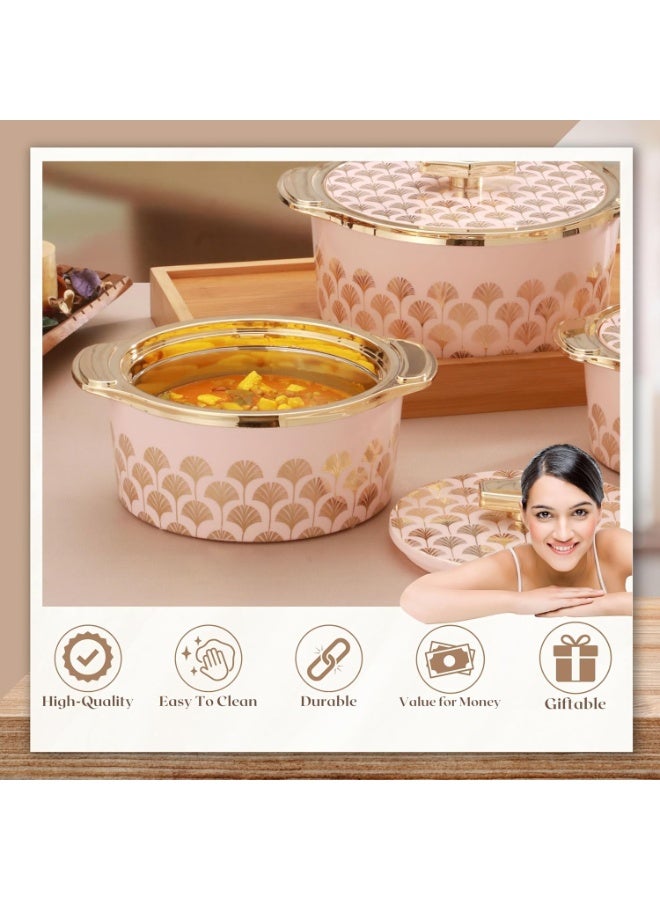 Trueware Floraa Fine Inner Steel Mirror Casserole Set of 3, 750,1000 & 1500 ml  | PU Insulated | BPA Free | Odour Proof | Food Grade | Ideal for Chapatti | Roti | Curd Maker | Thermoware | Hot Pot - Image 4