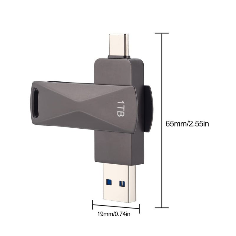 محرك فلاش USB بواجهة مزدوجة Type-C + USB 3.0 محرك فلاش عالي السعة 1TB للاستخدام المزدوج مع الهاتف المحمول والكمبيوتر [توسيع 128GB] - Image 5