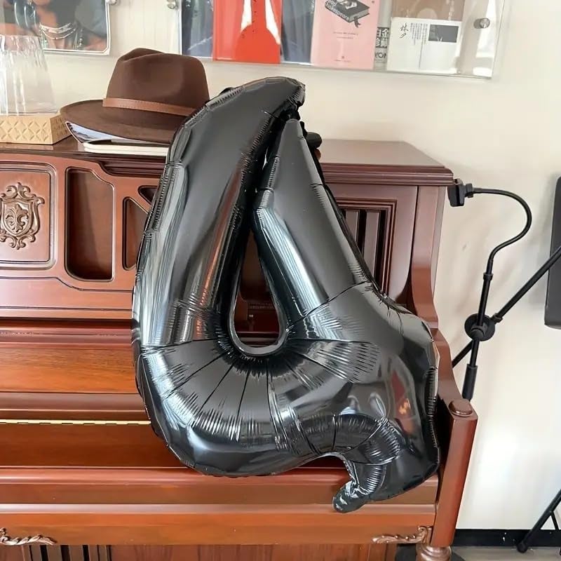 Atpata Funky Black Number Foil Balloons for Numeric Milestone Parties (32 INCH, 4) - Image 2