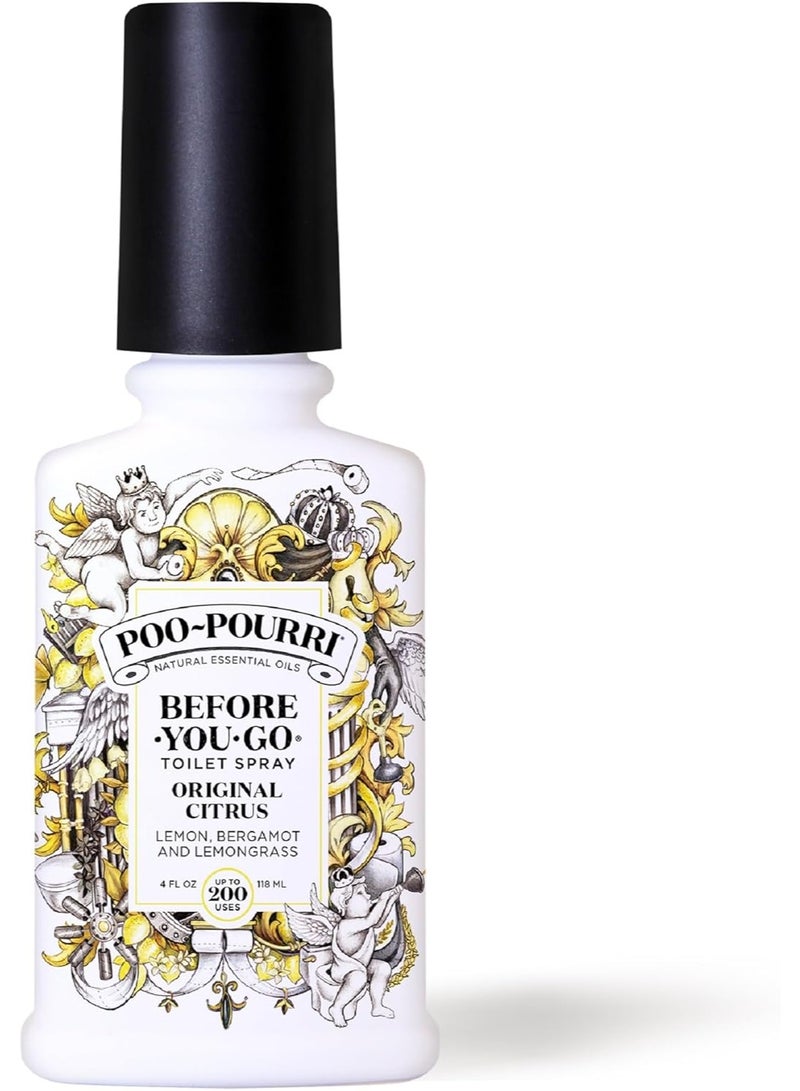 Poo-Pourri بخاخ المرحاض قبل الاستخدام من بوبورري، الحمضيات الأصلية، 4 أونصة سائلة - ليمون، برغموت وعشب الليمون - Image 1