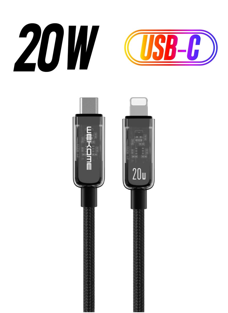 WEKOME - 20W PD Fast Charging Data Cable, USB-C to iPhone Lightning Cable, Compatible with iPhone, Super Durable Nylon Braided Cord for High-Speed Charging - Image 1