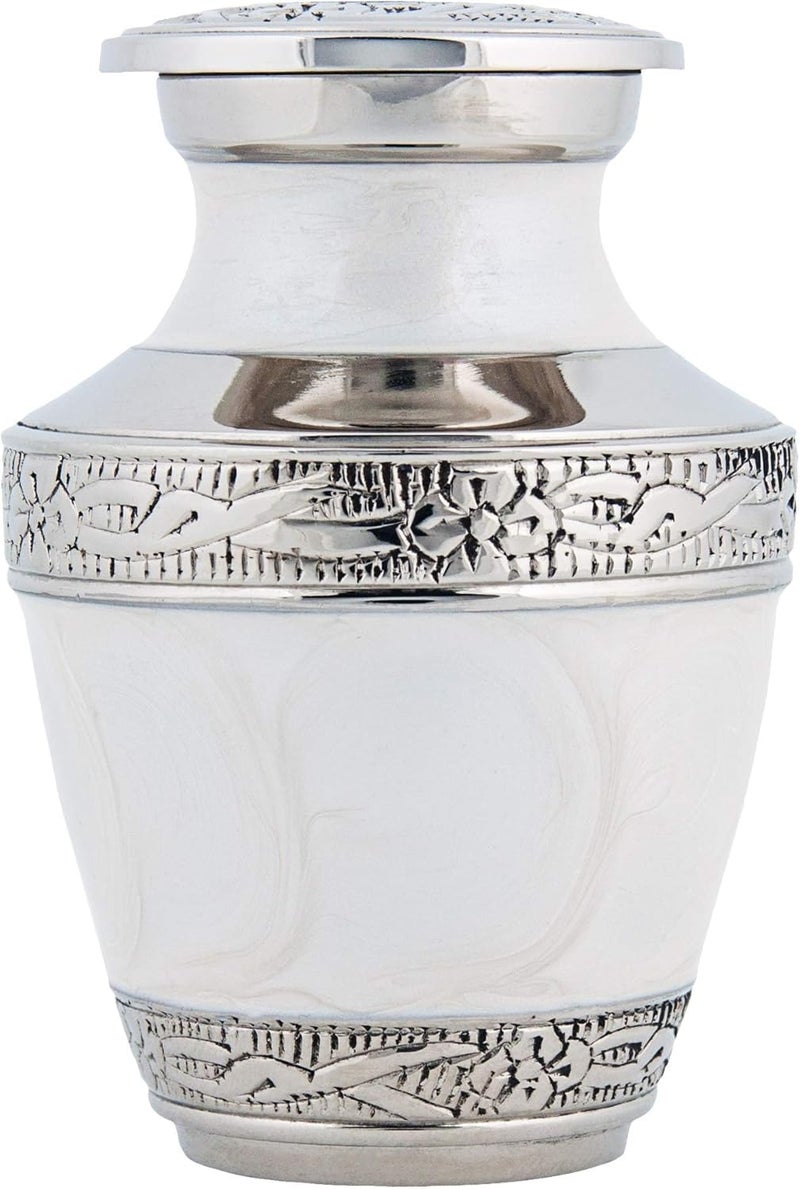 BOLD & DIVINE Small Heavenly Peace Pearl White Keepsake Urns |for Human Ashes | Handcrafted | 3" Tall Mini Urn Set of 4 with Individual Velvet Bags - Image 3