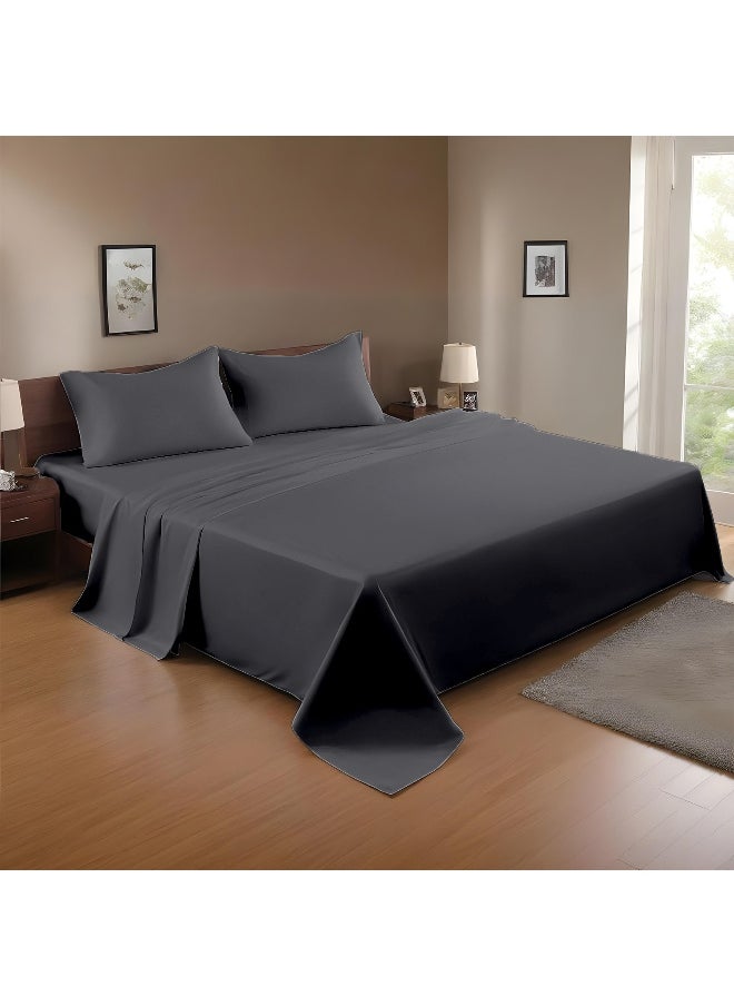 Rest 3-Piece Silver Plush 220X240 Flat Bedsheet Set Includes 1 Deep Pocket Flat Bedsheet And 2 Pillow Covers, Breathable And Machine Washable  - Image 1