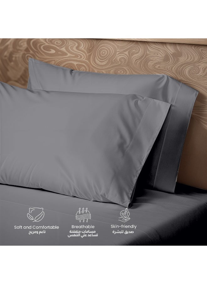 Rest 3-Piece Silver Plush 220X240 Flat Bedsheet Set Includes 1 Deep Pocket Flat Bedsheet And 2 Pillow Covers, Breathable And Machine Washable  - Image 3