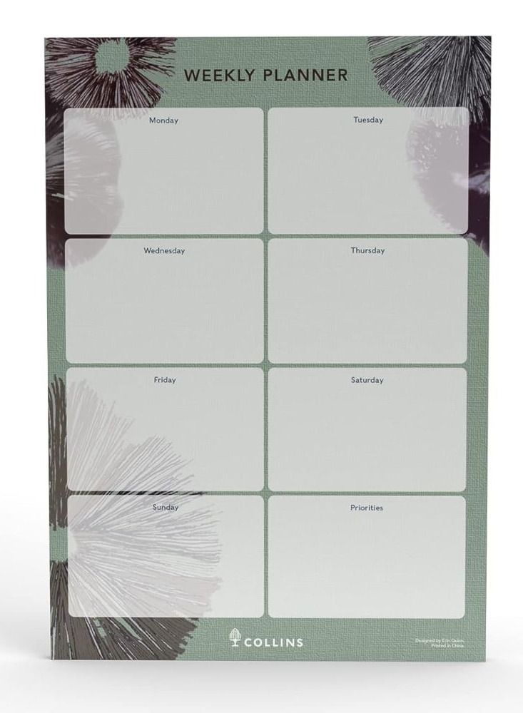 Collins Flourish A4 Weekly Deskpad - To Do List and Task Tracker notepad - 60 sheets - Image 1