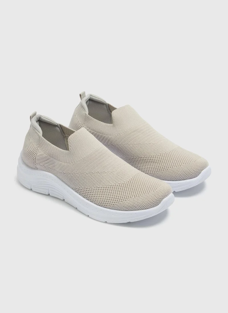 ماتلان Grey Knitted Slip On Trainers